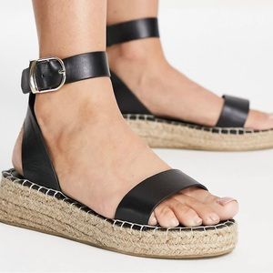 South Beach two part espadrille sandals in black